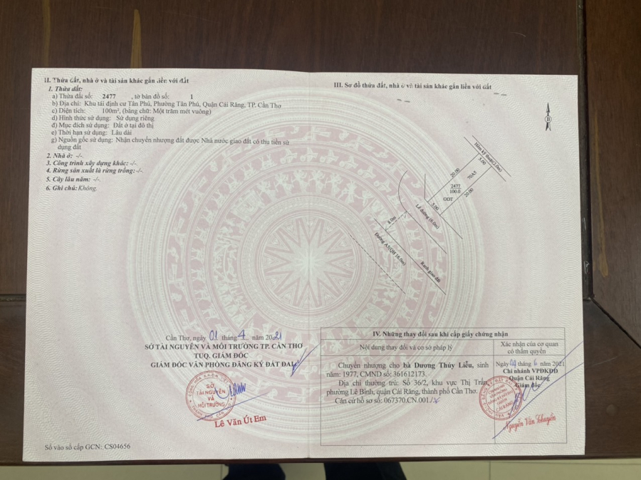 Cặp nền góc VIP đối diện Trạm Y Tế đường A5 KDC Tân Phú