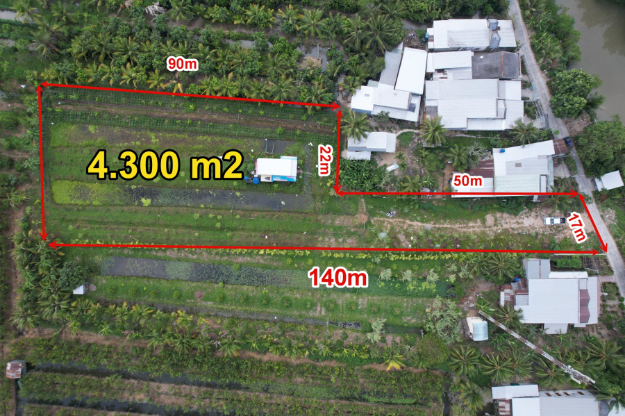 Bán miếng đất tâm huyết 4.300m2 Lộ Đông Phú Cái Chanh. Gần khu du lịch Làng Bè Hai Khanh.