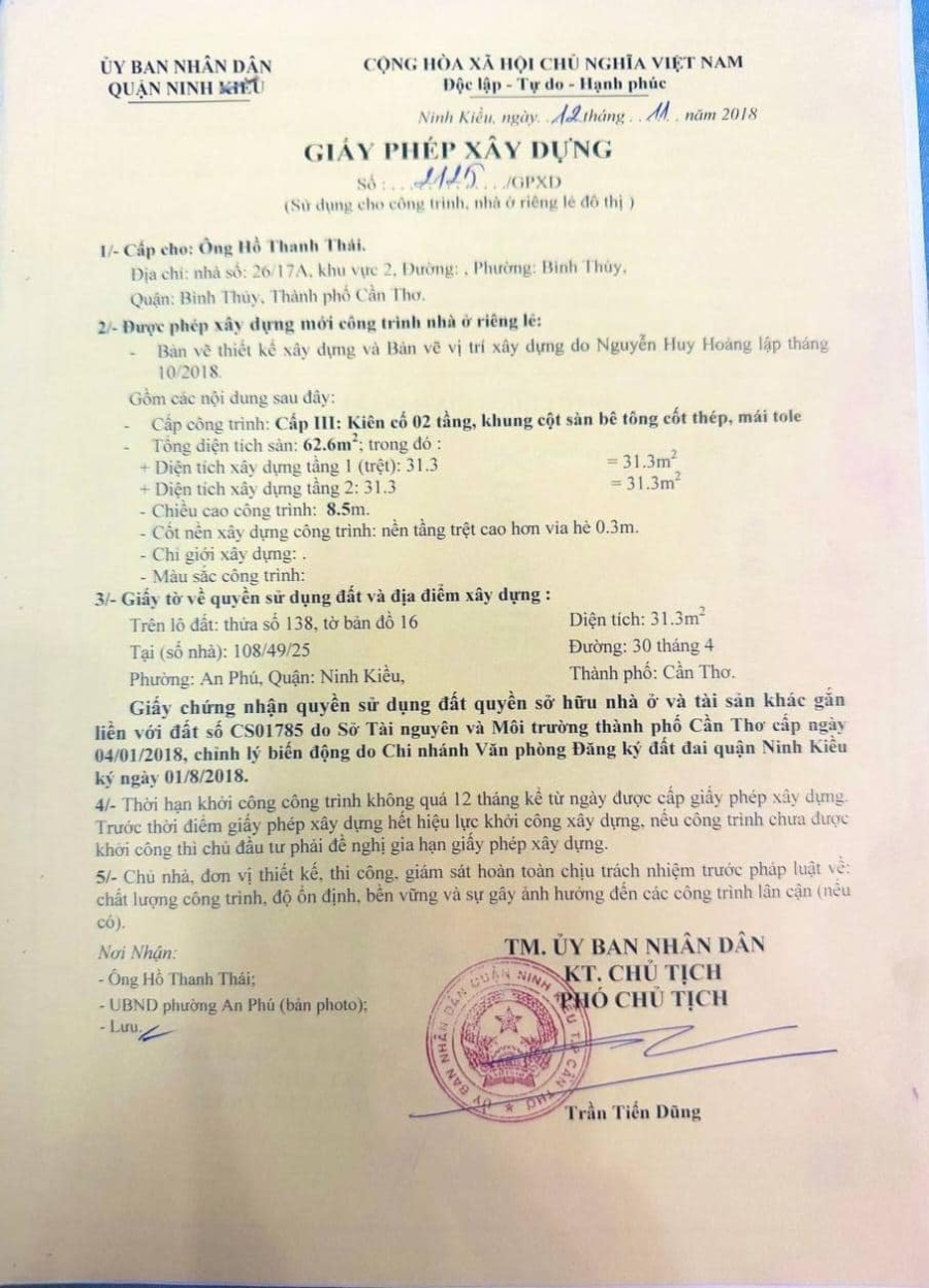 NHÀ LẦU ĐÚC - MỚI ĐẸP GIÁ RẺ HẺM 108 ĐƯỜNG 30/4, P. AN PHÚ, NINH KIỀU, CẦN THƠ. 