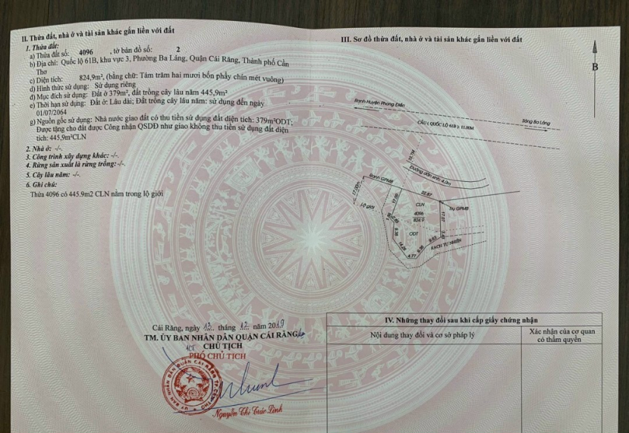 Bán nền mặt tiền đường dẫn cầu Ba láng, Cái răng