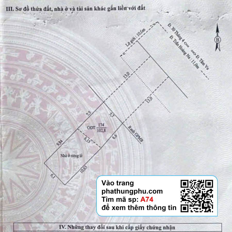 Nhà mặt tiền đường song hành cầu Trần Hoàng Na