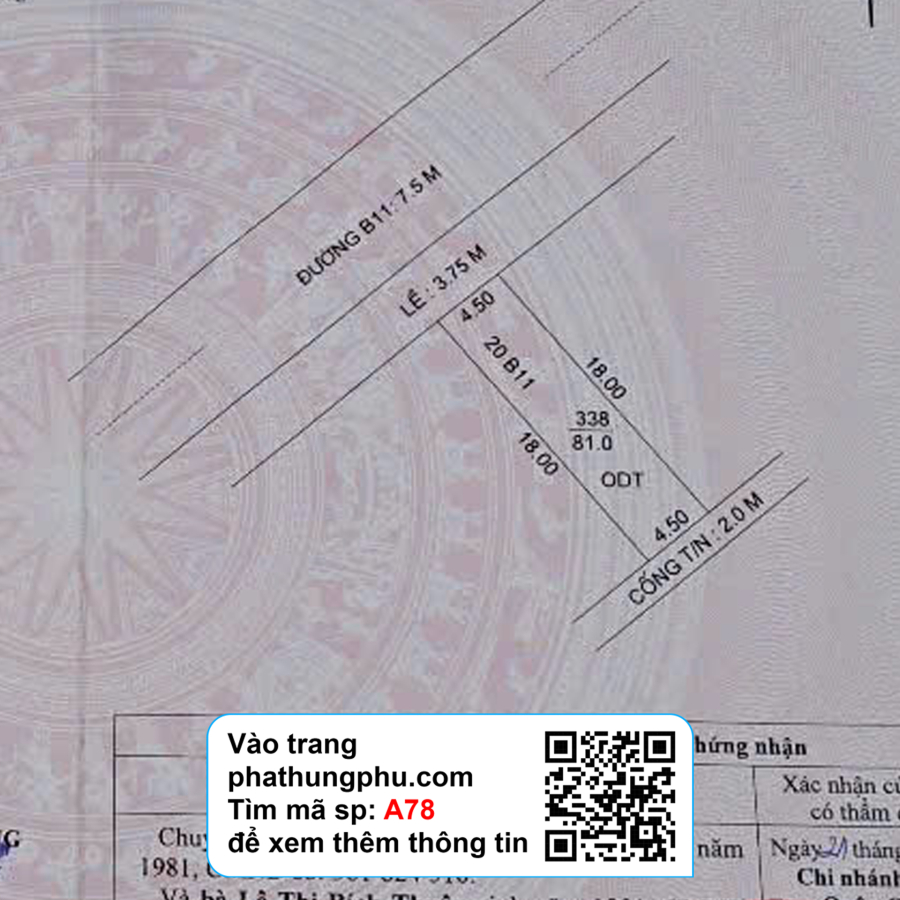 BÁN NỀN ĐƯỜNG B11 KHU DÂN CƯ HƯNG PHÚ