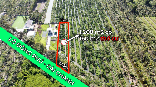 Bá.n 1.208,7m² đất có 160m² thổ cư mặt tiền lộ Cái Chanh