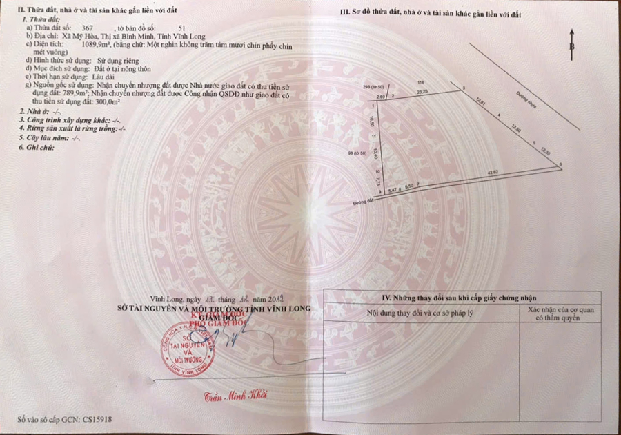 Bán lô góc mặt tiền 87m, diện tích 1.089 m2 full thổ cư