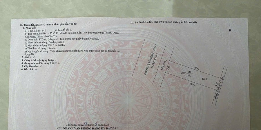 Nền mặt tiền đường Lê Tấn Quốc - Đại Học Kiến Trúc - Sổ Hồng